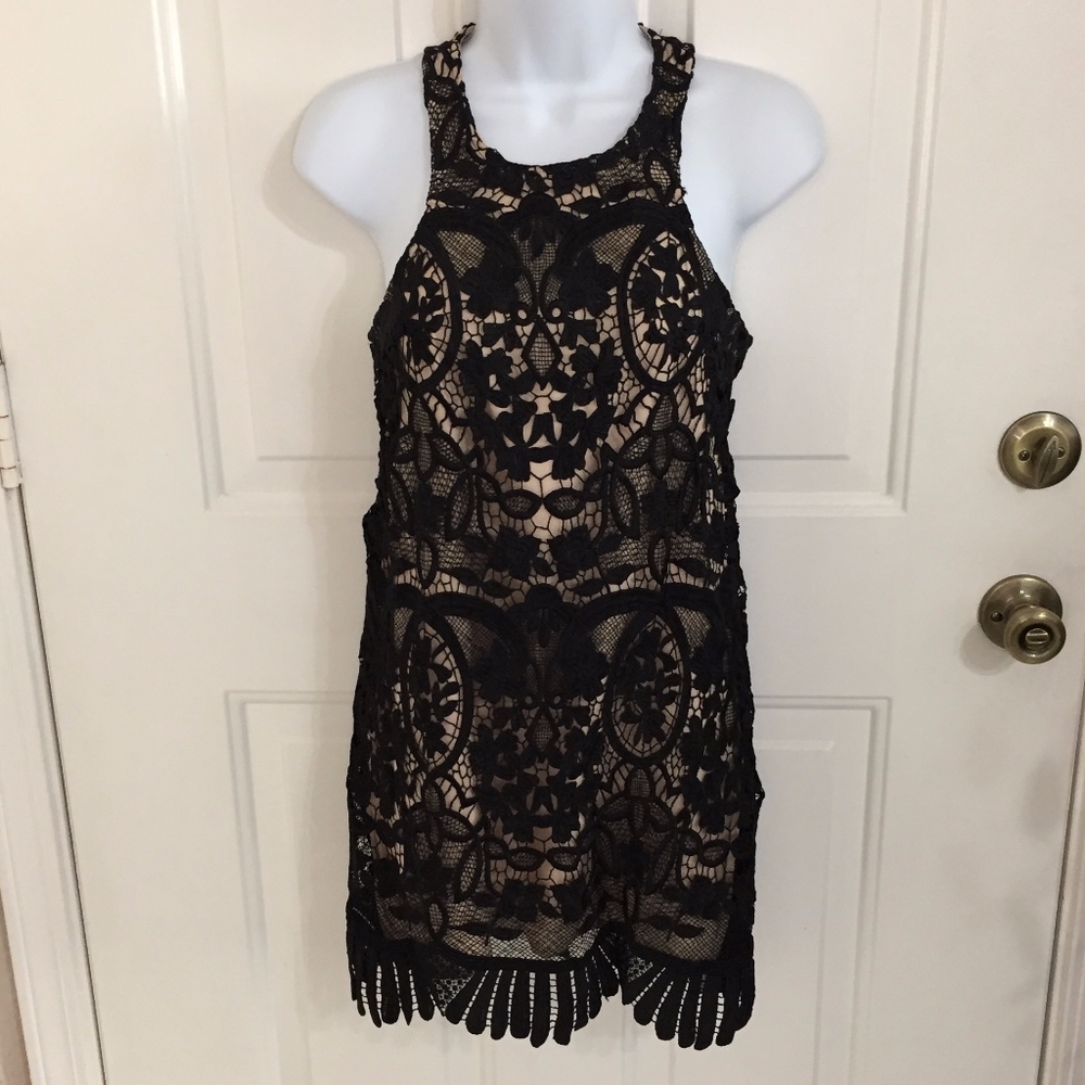 Lovers + Friends Black Lace Mini Dress